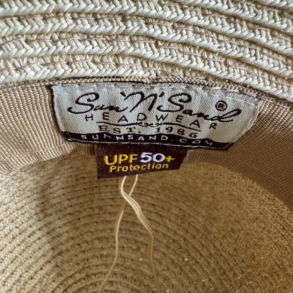 Sun N Sand Columba Woven Floppy Sun Hat Ribbon Band Metal Shell - Natural - Picture 5 of 9